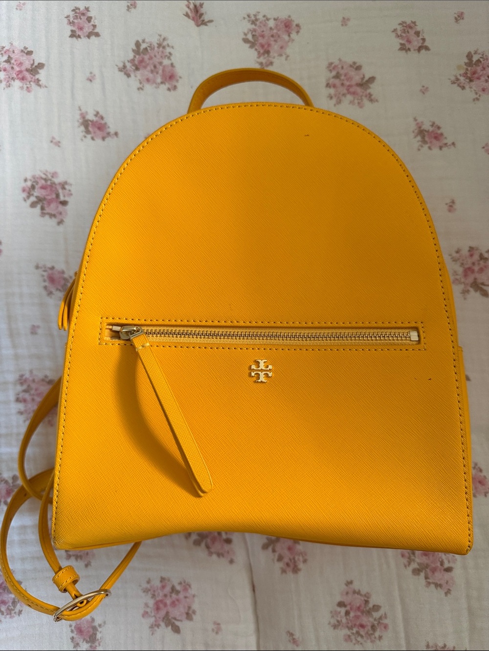 Tory Burch Bright Yellow Saffiano Leather Mini Backpack